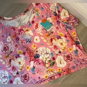 Posh Peanut Pink Floral Short Sleeve Top and pants